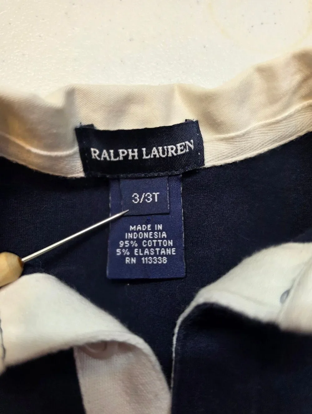 Ralph Lauren Vintage Navy Long-Sleeve Polo Dress with Crest Ruffle Hem